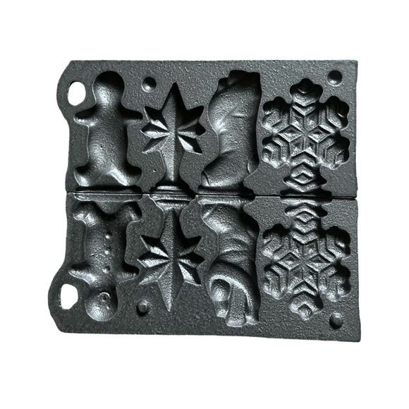 Vintage John Wright Cast Iron Mold Star, Snowflake, Stocking, Gingerbread - Picture 1 of 5